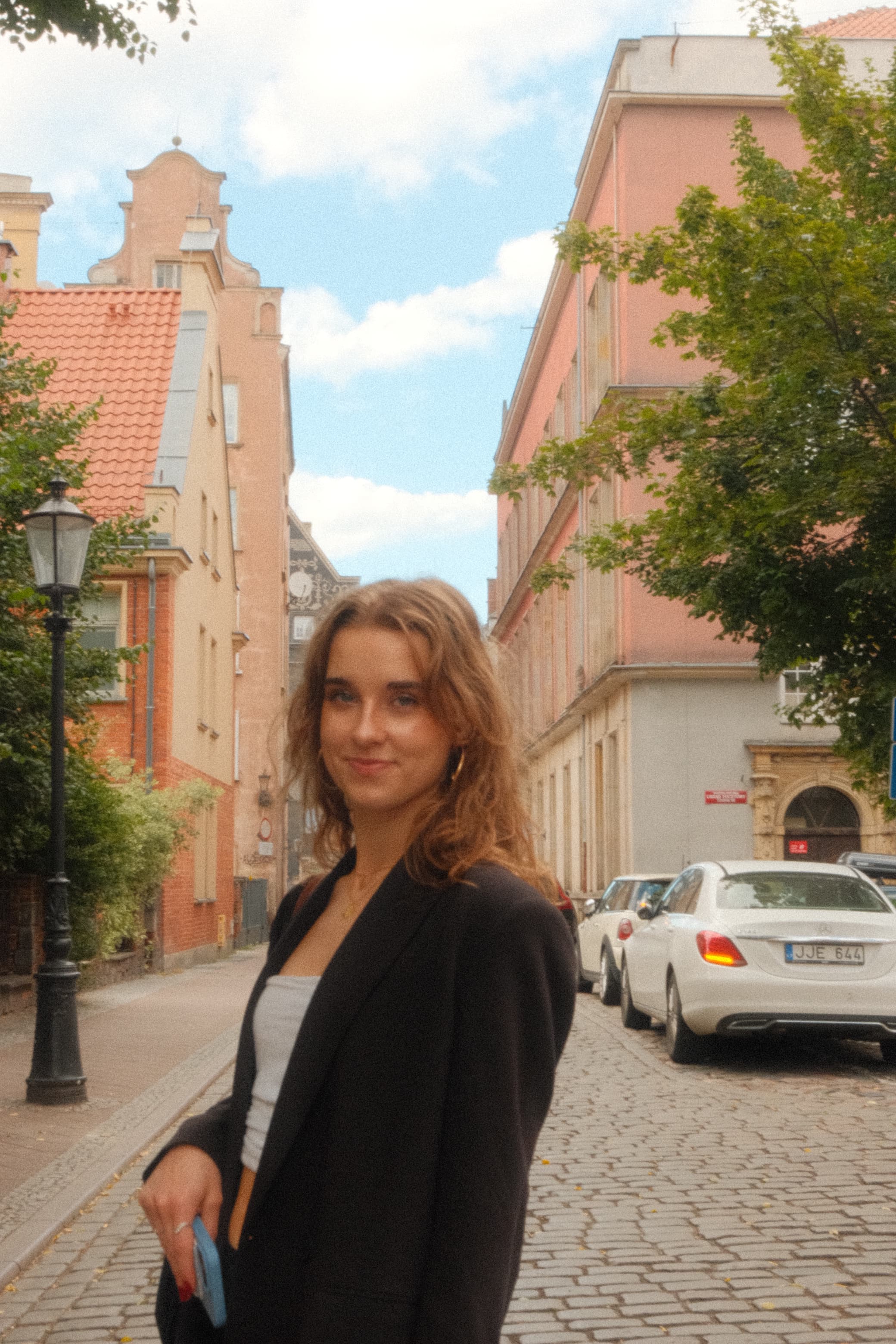 Kinga in an old town street