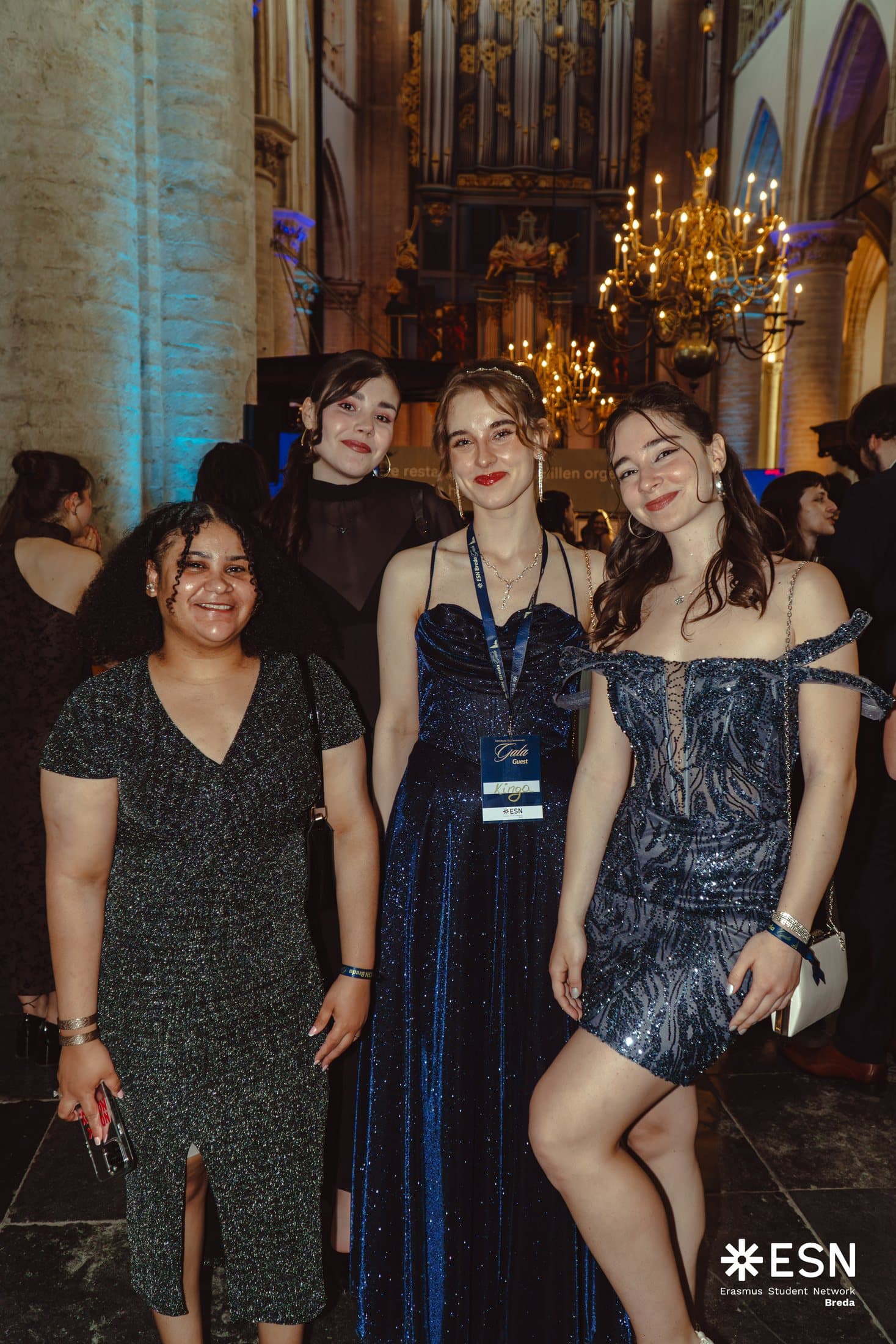 Portrait of ESN members celebrating together at a formal event